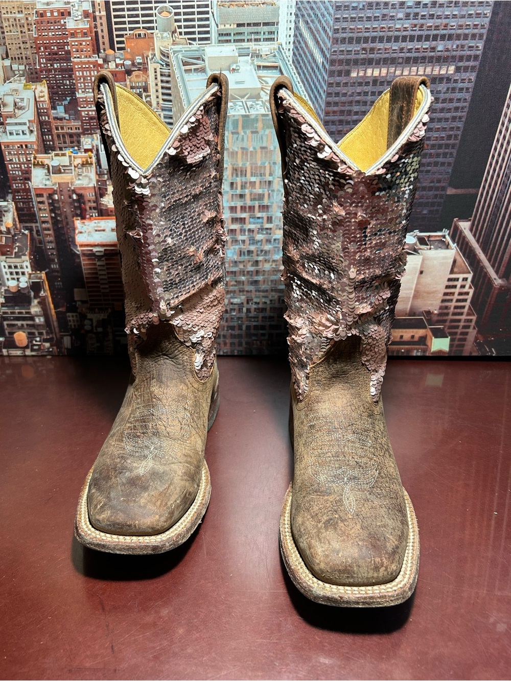 Macie bean brown Leather Cowgirl Boots Sz 4